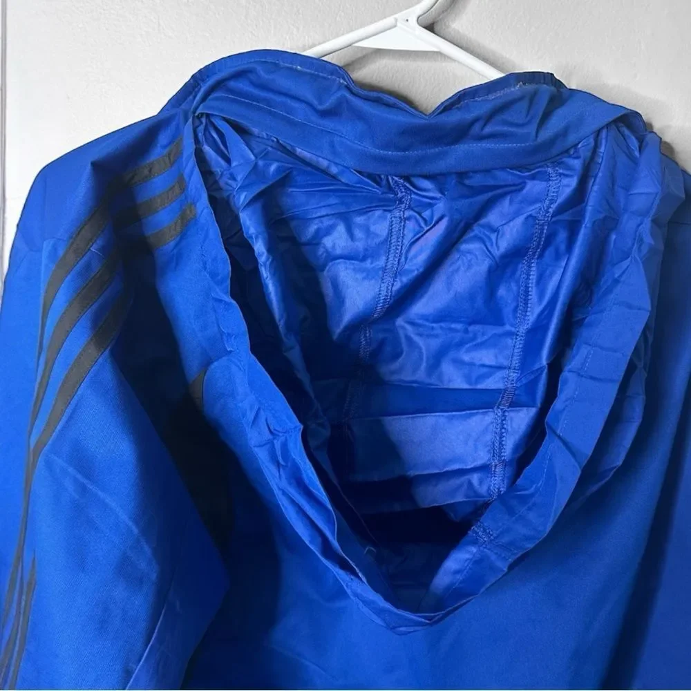 Adidas DRIVE 2 ALL WEATHER Hooded Blue & Black windbreaker Track jacket Sz XL